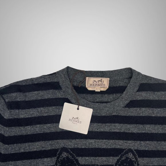 Hermes NWT Mens Crewneck Zebra Sweater EU Size S Wool Cashmere - Picture 5 of 11